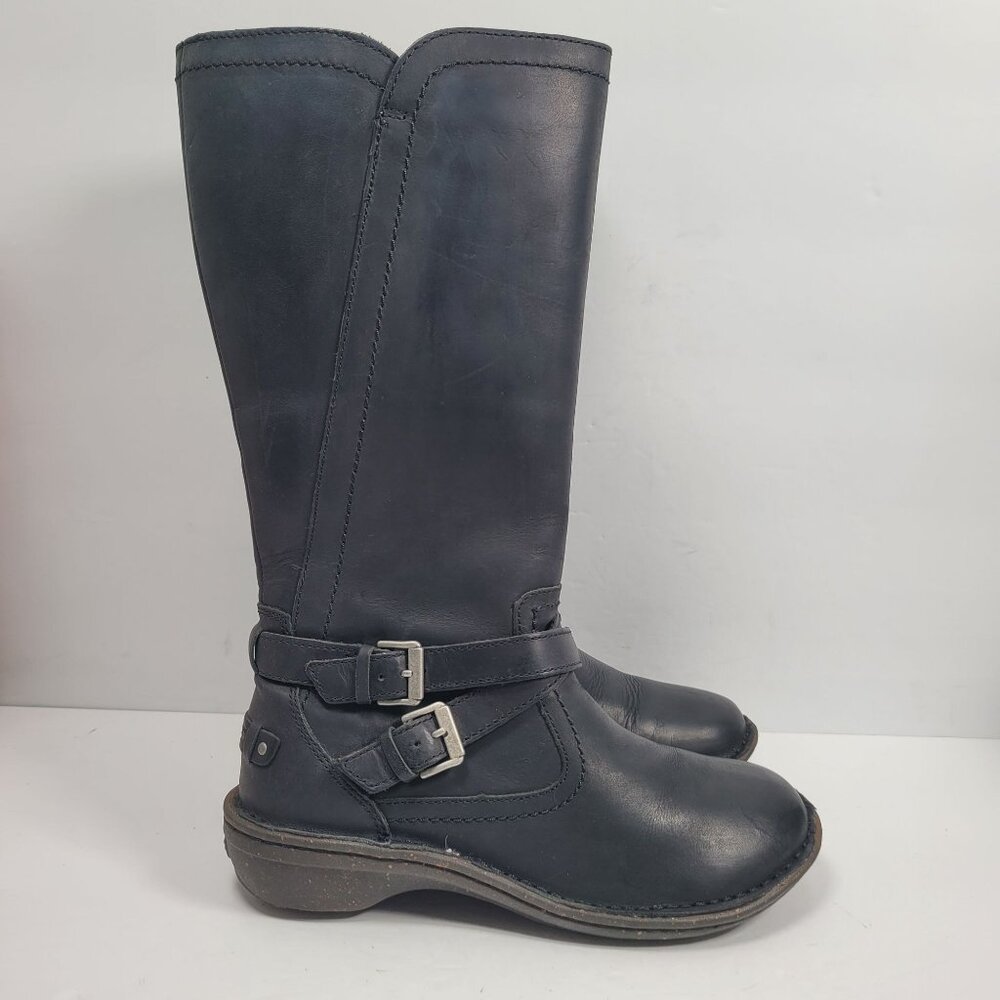UGG Women’s Rosen Black Leather Tall Zip Up Boots S/N1008210 US Size 6
